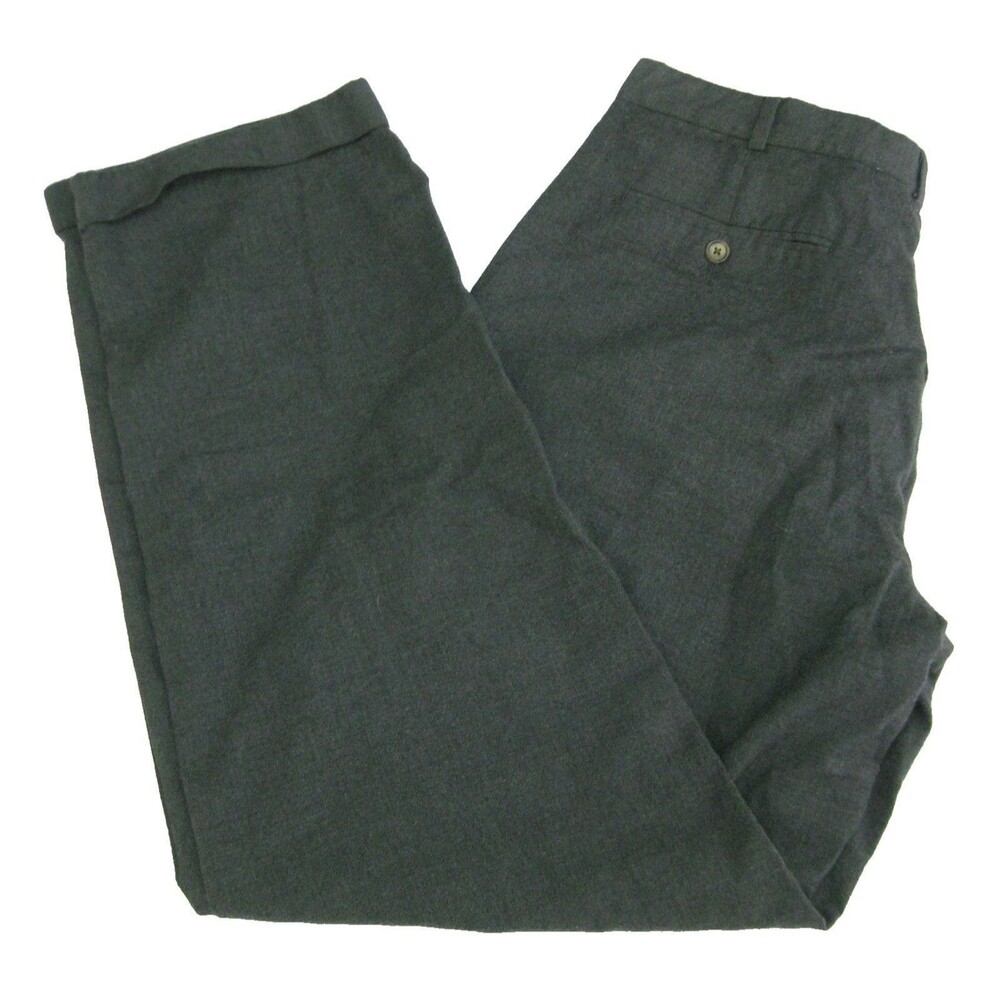 LAND'S END Men's (Size 34x32) Gray Flat Front 100% Wool Chino Dress Pants